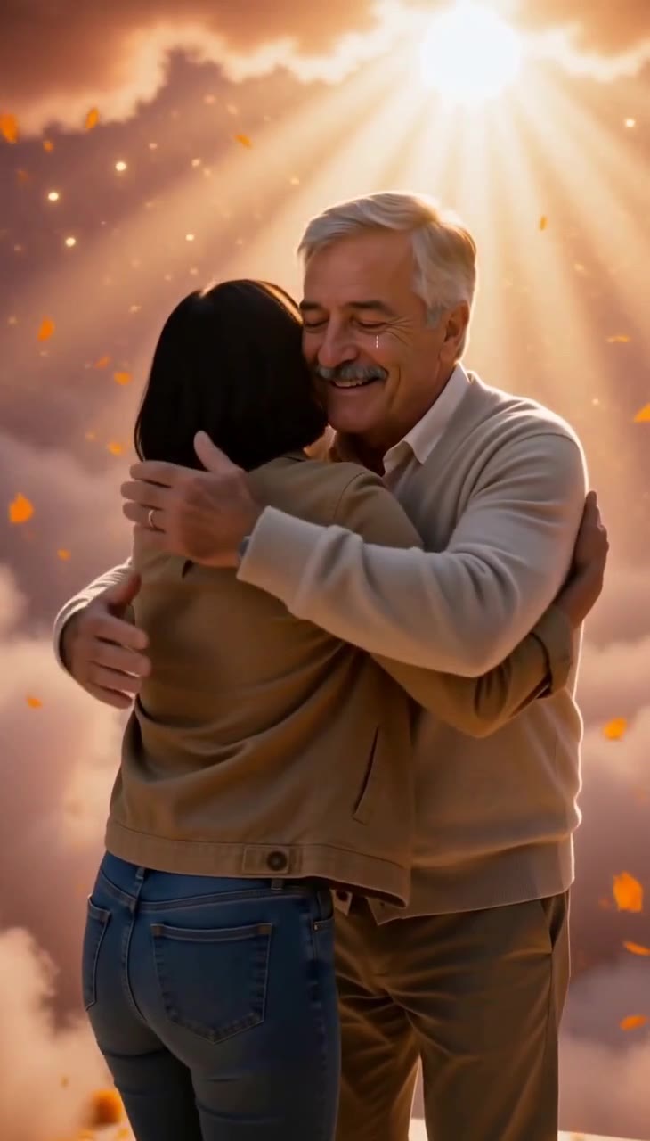 Hug in Heaven meme video remade with AI from 2 photos of sample people